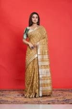 Cotton Linen Dabu Printed Saree