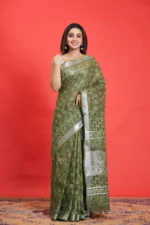 Cotton Linen Dabu Printed Saree