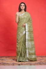 Cotton Linen Dabu Printed Saree