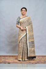 Cotton Linen Bagru Printed Saree