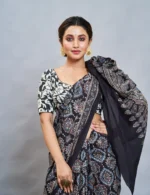 Buy Black Saree - Handprinted by Satishree