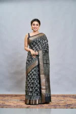 Liva Art Silk Maheshwari Block Printed Saree