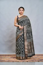 Liva Art Silk Maheshwari Block Printed Saree