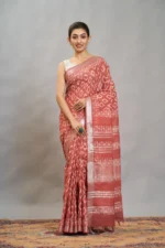 Cotton Linen Dabu Printed Saree