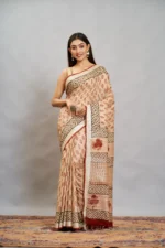 Cotton Linen Bagru Printed Saree