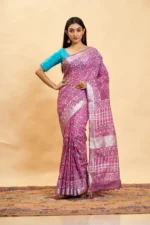 Cotton Linen Dabu Printed Saree