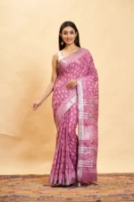 Cotton Linen Dabu Printed Saree