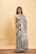 Liva Art Silk Maheshwari Block Printed Saree