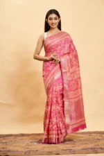 Liva Art Silk Maheshwari Block Printed Saree