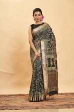 Liva Art Silk Maheshwari Block Printed Saree