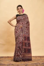 Liva Art Silk Dabu Ajrakh Printed Saree