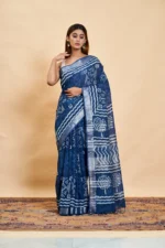 Cotton Linen Dabu Printed Saree