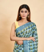 Buy Indigo Saree - Handprinted by Satishree