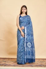 Cotton Linen Dabu Printed Saree