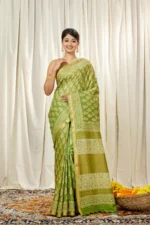 Cotton Linen Block Printed Saree