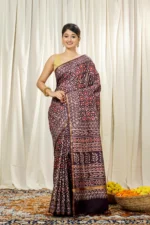 Liva Art Silk Dabu Ajrakh Printed Saree