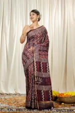 Liva Art Silk Dabu Ajrakh Printed Saree