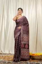 Liva Art Silk Dabu Ajrakh Printed Saree WAVEAS17390