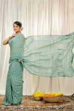 Liva Chiffon Block Printed Saree 1