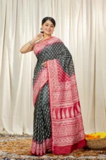 Liva Art Silk Block Printed Saree